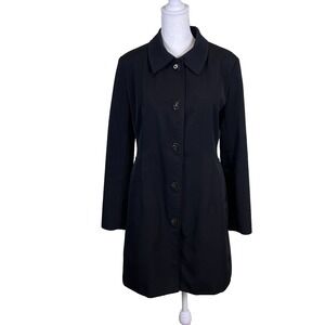 Anne Klein Woman's Coat Size Petite Small‎ Black Fitted Timeless Classic Staple